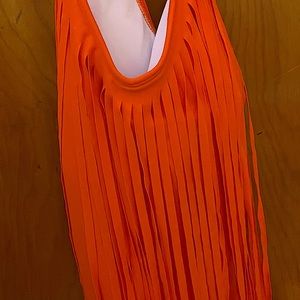 Plus Size Orange Fringed 1 Piece Swimsuit